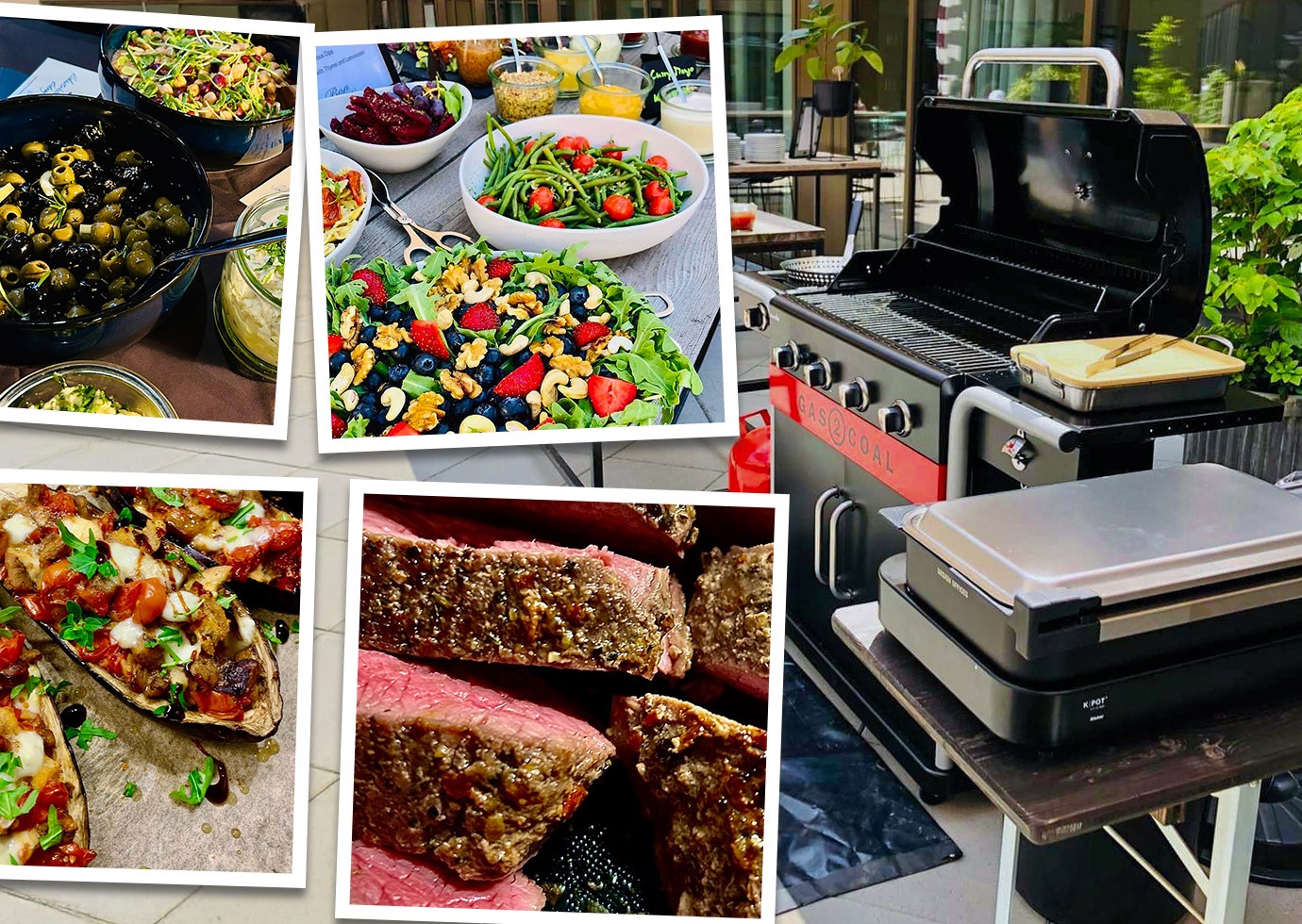 Der Peanuts BBQ & Grill auf einer Veranstaltung in Hannover mit leckeren Gerichten wie Bio-Fleisch, Grillgemüse, Dips und Soßen.